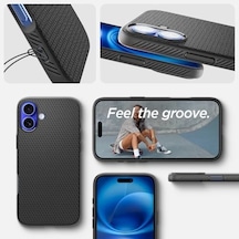 Apple İphone 16 İle Uyumlu İnce Kılıf Liquid Air Hava Kanalı Teknolojisi Askeri Sınıf Koruma Matte Black Dokulu Yüzey Kapak - Acs08194 İphone 16 İle Uyumlu 50 x 22