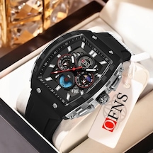 Elmpaly Ofns Erkek Digital Analog Kadranlı Gece Işıklı Suya Dayanıklı Çizilmeye Dayanıklı Kronometre Dünya Saati Siyah Gümüş Kol Saati Diğer