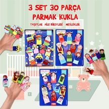 3 Set - 30 Parça Tox Taşıtlar Aile Bireyleri ve Meslekler Parmak