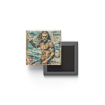 Aquaman - Baskılı Buzdolap Magneti Kare - 9x9 Cm