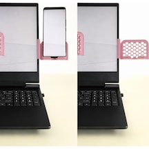 3d Baskı Monitor Telefon Tutucu - Petek Desenli Laptop Kenar Telefon Tutucu-pembe Diğer