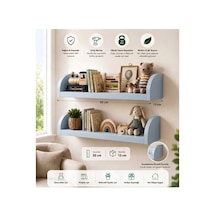 Duvar Rafı 50x13 Cm Mdf Çocuk Odası Kitap ,oyuncak Ve Dekor Rafı Mavi