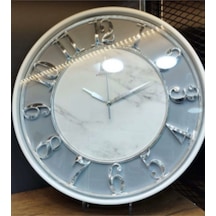 1453-5 Gümüş Beyaz 50 Cm Duvar Saati Modern Dekoratif Salon Ofis Saat Çok Renkli