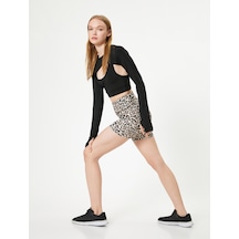 Koton Spor Leopar Desenli Biker Tayt Yüksek Bel Leopar Desenli 5wak40147nk Çok Renkli