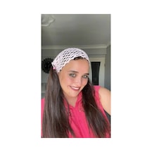 El Örgüsü Pudra Pembe Saç Filesi - Bohem Stil Bandana Pembe