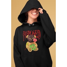 Macklin Unisex Kadın Erkek Imposed Bear Özel Tasarım Baskılı Kapşonlu Sweatshirt Siyah Mck0027 Siyah