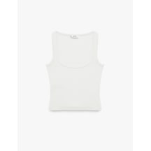 Koton Modal Karışımlı Slim Fit Kare Yaka Kolsuz Bluz Ekru 6sal30332ık Koton Modal Karışımlı Slim Fit Kare Yaka Kolsuz Bluz Ekru 6sal30332ık