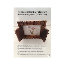 Tasarım Pencereli Doğal Bambu Fotoğraf Çerçevesi - 20x15 Cm Rustik Ahşap Hediyelik Resim Çerçevesi Kahverengi