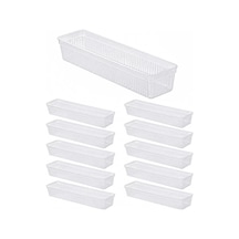 Tr 0382 10'lu Modüler Çekmece İçi Organizer Seti 30x7,5 Cm Şeffaf Mutfak, Kaşıklık, Çatal Bıçak Ve Makyaj Genel