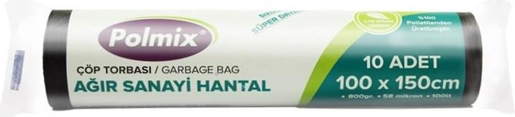 Omnipazr Polmix Ağır Hantal 100x150 Cm Çöp Poşeti 10 Rulo 100 Ad 8 Kg Siyah