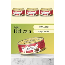Reflex Plus Delizzia / Kıyılmış Dana Etli Yetişkin Kedi Maması 85g X 3 Adet