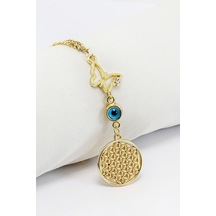 Gold Renkli Parlak Taşlı Kelebek Lotus Çiçekli Araba Dikiz Ayna S