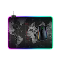 Ally Dünya Desenli Rgb Led Işıklı Oyuncu Mouse Pad 300-250-4Mm
