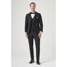 İmza Siyah 6 Drop Slim Fit Esnek Yelekli Damatlık 1001260301