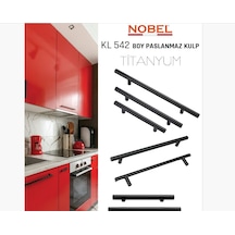 Paslanmaz Boy Kulp Nobel Titanyum 320 Mm Modern Dolap & Çekmece Kulpu 5 Li Paket Titanyum