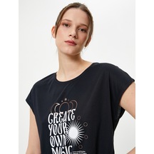 Koton Kolsuz Spor Yoga Tişört Arkası Pencere Detaylı Modal Hafif Rahat Kumaş Siyah 4wak10287nk Siyah