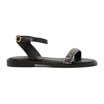 19 Black Sandalet Kadın 21008 Myconian 2025 Greek Sandal Siyah