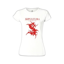 Sepultura - Endurance Logo Red Beyaz Kadın Tshirt 001