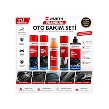 Premium Oto Bakım Seti 5'li - Motor Temizleyici, Araç İçi Temizleyici, Silikon Sprey, Cam Sabunu Ve Ap30 Mumlu Cila