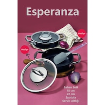 Esperanza 5 Parça Titanyum Sahan Seti Siyah Silikon Spatula Hediyeli