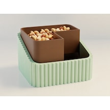 3d Baskı Fıstık Kasesi - Çift Hazneli Kabuk Ayırıcı Sunum Kasesi - Mint Kahverengi Diğer