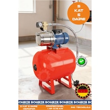 Jet750sc Paslanmaz Gövdeli Bakır Sargılı 1 Hp 0.75kw 50l Genleşme Tanklı Hidrofor Pompa - 4 Kat 4 Da