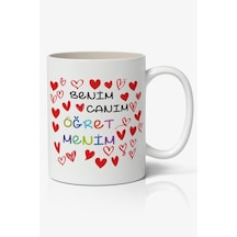Benim Canım Öğretmenim Temalı Beyaz Kupa Bardak Öğretmenler Günü Hediyelik 24 Kasım Beyaz