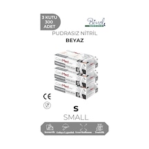 Nitril Beyaz Muayene Eldiveni S - 3 Paket 100 Lü