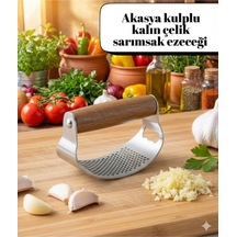 Ahşap Ergonomik Saplı Kalın Çelik Profesyonel Sarımsak Ezeceği Çelik Diğer