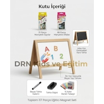 Drn Kids Ve Eğitim Drn Kidsve Eğitim ,manyetik Çift Taraflı Yazı Tahtası 117 Parça Magnet,15 Renkli Tebeşir 1 Adet Silgi Ve Kalem Ahşap