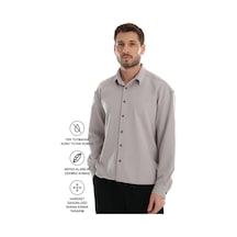Redline Base Oversize Yumuşak Teri Emen Kolay Ütü Nefes Alan Erkek Gömlek Gri