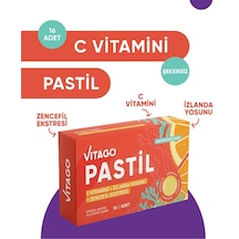 Vitago Vitamin C + İzlanda Yosunu + Zencefil Ekstresi Pastil 16'lı