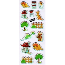 Sticker Kabartmalı Sticker Defter Planlayıcı Etiket Cb595 16x7 Cm- Ejderha Dinozor Çok Renkli