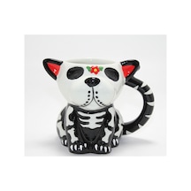 3 Adet Day Of The Dead Porselen Kupa 3d Kabartmalı Köpek Figürlü Mug, Çay Kahve İçin Tasarım 1