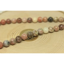 Jasper Taşı Pembe-Beyaz Karışık Renkler 8mm/5 adet (24005-1) Beyaz