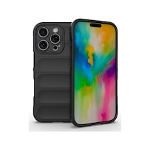 Zore Apple Uyumlu iPhone 16 Pro Kılıf Esnek Tpu Oyuklu Arka Yüzey Tasarımlı Etnik Silikon Kapa Siyah