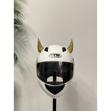 Motor & Motosiklet Gold Simli Şeytan Boynuzu Kask Dış Aksesuar Diğer