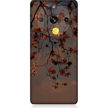 Realme 11 Pro Uyumlu Ay İçinde Kırmızı Ağaç Dalı Desenli Silikon Kılıf