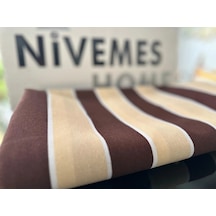 Nivemeshome Branda Kahve - Krem Balkon Perdesi