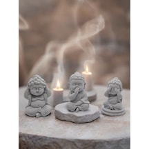 3 Lü Mini Buddha Heykeli Seti Meditasyon & Zen Dekoratif Obje