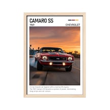 Chevrolet Camaro Ss Ahşap Çerçeveli Poster Tablo Muscle Car Efsanesi Ahşap 01