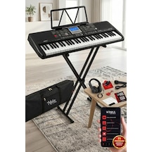 Midex Ps-1800bk-set 61 Tuşlu Kaliteli Org Dijital Ekranlı Stand Kulaklık Çanta Notalık Adaptör Sticker Metod