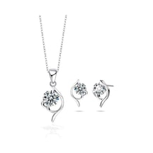 Brezza Lusso Jewelry Gümüş Zirkon Taşlı Kolye Küpe Set