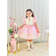 H L Y Karol Tasarım Pembe Krem Vintage Kız Bebek Elbisesi,doğum Günü,fotoğraf Çekim Elbise,0-12 Yaş Uygun Pembe