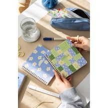 15x16 Spiralli Karton Kapak 2'li Noktalı Not Defter Seti - Patchwork