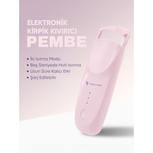 Ekcp - Ekcp Elektrikli Kirpik Kıvırma Cihazı Pembe - 10'lu Tekrar Kullanılabilir El Yapımı Protez Takma Tırnak