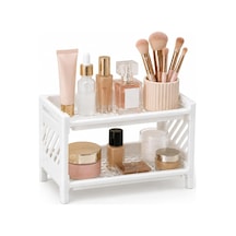 Masa Üstü Plastik 2 Katlı Organizer Düzenleyici Raf, Tezgah Üstü Mutfak Banyo Kozmetik Ofis Düzenleyici, Dolap İçi Çok Amaçlı Beyaz Raf, 23 X 15,5 X 15,5 Cm Diğer