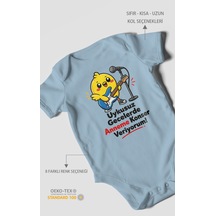 Morivokids Anneye Özel Kısa Kollu Bebek Body %100 Pamuk Zbn226-kk Bebe Mavisi