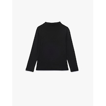 Koton Dik Yaka Modal Karışımlı Uzun Kollu Slim Fit Tişört Siyah 7wkg10187ak