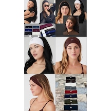Yoga Saç Bandı Bandana Aloyazılı Lacivert Saç Bandı - Bandana - Lacivert Saç Bantı Açık Kahverengi